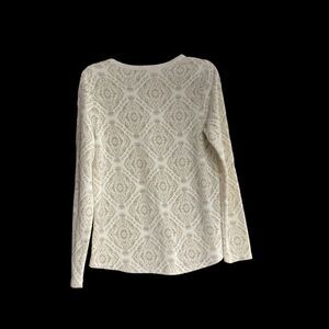 SONOMA Women’s Cream & Tan Long Sleeve Top‎